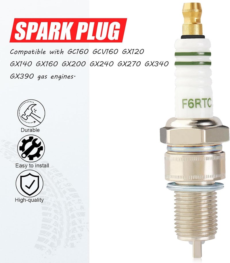 SOAJEE Spark Plug F6RTC 131-039 Compatible with NGK BPR6ES 7131 BPR6EY BP6ES AC Delco R42XLS R43XLS 41-601 CR42CXLS CR43CXLS R42CXLS R43CXLS Autolite 3203 3204 4263 63 64 Ariens 20001246 OCC-751-10292 - Image 3